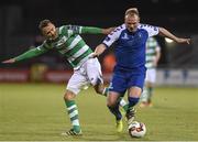 28 April 2017; Robbie Williams of Limerick FC in action against Graham Burke of Shamrock Rovers during the SSE Airtricity League Premier Division match between Shamrock Rovers and Limerick FC at Tallaght Stadium in Dublin. Photo by Matt Browne/Sportsfile