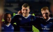 28 April 2017; Leinster captain Ross Molony with team-mates Jamison Gibson-Park, left, and Peadar Timmins following the Guinness PRO12 Round 21 match between Leinster and Glasgow Warriors at the RDS Arena in Dublin. Photo by Stephen McCarthy/Sportsfile