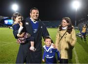 28 April 2017; Mike Ross of Leinster with his family, daughter Chloe, son Kevin and wife Kimberley after the Guinness PRO12 Round 21 match between Leinster and Glasgow Warriors at the RDS Arena in Dublin. Photo by Brendan Moran/Sportsfile