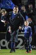 28 April 2017; Mike Ross of Leinster with his daughter Chloe and son Kevin afterthe Guinness PRO12 Round 21 match between Leinster and Glasgow Warriors at the RDS Arena in Dublin. Photo by Brendan Moran/Sportsfile