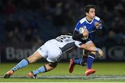 28 April 2017; Joey Carbery of Leinster is tackled by Sam Johnson of Glasgow Warriors during the Guinness PRO12 Round 21 match between Leinster and Glasgow Warriors at the RDS Arena in Dublin. Photo by Stephen McCarthy/Sportsfile