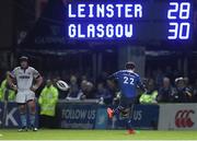 28 April 2017; Joey Carbery of Leinster kicks the winning penalty during the Guinness PRO12 Round 21 match between Leinster and Glasgow Warriors at the RDS Arena in Dublin. Photo by Brendan Moran/Sportsfile