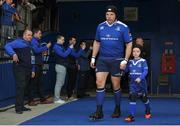 28 April 2017; Leinster mascot Kevin Ross pictured with his father Mike Ross of Leinster prior to the Guinness PRO12 Round 21 match between Leinster and Glasgow Warriors at the RDS Arena in Dublin. Photo by Sam Barnes/Sportsfile