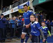 28 April 2017; Leinster mascots with Zane Kirchner of Leinster prior to the Guinness PRO12 Round 21 match between Leinster and Glasgow Warriors at the RDS Arena in Dublin. Photo by Sam Barnes/Sportsfile
