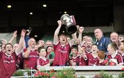 27 October 2011; Galway captain Hector O hEochagain lifts the cup. Alan Kerins Project Charity Match, Galway Selection v Dublin Selection, Croke Park, Dublin. Picture credit: Matt Browne / SPORTSFILE