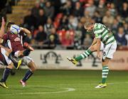 28 October 2011; Chris Turner, Shamrock Rovers, shoots to score his side's first goal. Airtricity League Premier Division, Shamrock Rovers v Galway United, Tallaght Stadium, Tallaght, Co. Dublin. Picture credit: David Maher / SPORTSFILE
