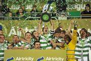 28 October 2011; Shamrock Rovers players celebrate as captain Dan Murray lifts the Airticity League trophy. Airtricity League Premier Division, Shamrock Rovers v Galway United, Tallaght Stadium, Tallaght, Co. Dublin. Picture credit: Pat Murphy / SPORTSFILE