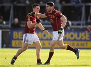 29 October 2011; Bernard Brogan, St. Oliver Plunkett's Eoghan Rua, celebrates with team-mate Adrian D'Arcy, left, after scoring his side's first goal. Dublin County Senior Football Championship Semi-Final, St Oliver Plunkett's Eoghan Rua v Lucan Sarsfields, Parnell Park, Dublin. Picture credit: Stephen McCarthy / SPORTSFILE