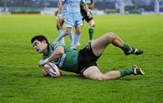 29 October 2011; Tiernan O’Halloran, Connacht, scores his side's first try. Celtic League, Connacht v Cardiff Blues, Sportsground, Galway. Picture credit: Diarmuid Greene / SPORTSFILE