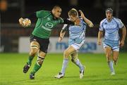 29 October 2011; George Naoupu, Connacht, gets away from Rhys Thomas, Cardiff Blues. Celtic League, Connacht v Cardiff Blues, Sportsground, Galway. Picture credit: Diarmuid Greene / SPORTSFILE