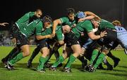 29 October 2011; Connacht's Adrian Flavin carries the ball in a maul supported by team-mates. Celtic League, Connacht v Cardiff Blues, Sportsground, Galway. Picture credit: Diarmuid Greene / SPORTSFILE