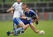 30 October 2011; Hugh McNulty, Dromore St Dympna’s, in action against Kevin McGuckin, Ballinderry Shamrocks. AIB Ulster GAA Football Senior Club Championship Quarter-Final, Dromore St Dympna’s v Ballinderry Shamrocks, Healy Park, Omagh, Co. Tyrone. Picture credit: Pat Murphy / SPORTSFILE