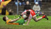 30 October 2011; Kieran Fitzgerald, Corofin, brings down Conor Doherty, Tuam Stars, resulting in a penalty kick. Galway County Senior Football Championship Final, Tuam Stars v Corofin, Tuam Stadium, Tuam, Co. Galway. Picture credit: David Maher / SPORTSFILE