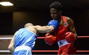 28 April 2017; Salah Abrahim of Germany, right, in action against Federico Serra of Italy during their 49kg bout at the Elite International Boxing Tournament in the National Stadium, Dublin. Photo by Piaras Ó Mídheach/Sportsfile