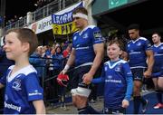 28 April 2017; Leinster mascots with Josh van der Flier of Leinster prior to the Guinness PRO12 Round 21 match between Leinster and Glasgow Warriors at the RDS Arena in Dublin. Photo by Sam Barnes/Sportsfile