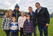 28 April 2017; Leinster matchday mascot Eóin Simpson, age 7, and family with Isa Nacewa and Rhys Ruddock of Leinster prior to the Guinness PRO12 Round 21 match between Leinster and Glasgow Warriors at the RDS Arena in Dublin. Photo by Stephen McCarthy/Sportsfile