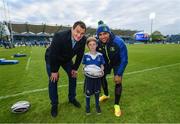 28 April 2017; Leinster matchday mascot Eóin Simpson, age 7, with Rhys Ruddock and Isa Nacewa of Leinster prior to the Guinness PRO12 Round 21 match between Leinster and Glasgow Warriors at the RDS Arena in Dublin. Photo by Stephen McCarthy/Sportsfile