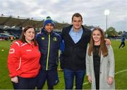 28 April 2017; Isa Nacewa and Rhys Ruddock of Leinster pictured with PRO of the Month award winners Sarah Coffey and Katie Byrne of Tullamore RFC prior to the Guinness PRO12 Round 21 match between Leinster and Glasgow Warriors at the RDS Arena in Dublin. Photo by Stephen McCarthy/Sportsfile