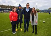 28 April 2017; Isa Nacewa and Rhys Ruddock of Leinster pictured with PRO of the Month award winners Sarah Coffey and Katie Byrne of Tullamore RFC prior to the Guinness PRO12 Round 21 match between Leinster and Glasgow Warriors at the RDS Arena in Dublin. Photo by Stephen McCarthy/Sportsfile