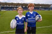 28 April 2017; Leinster matchday mascot Eóin Simpson, age 7, and his twin brother Jamie prior to the Guinness PRO12 Round 21 match between Leinster and Glasgow Warriors at the RDS Arena in Dublin. Photo by Stephen McCarthy/Sportsfile