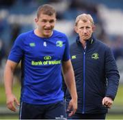 28 April 2017; Leinster head coach Leo Cullen and team captain Ross Molony during the Guinness PRO12 Round 21 match between Leinster and Glasgow Warriors at the RDS Arena in Dublin. Photo by Stephen McCarthy/Sportsfile