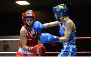28 April 2017; Carly McNaul of Ireland, left, in action against Roberta Mostarda of Italy during their 51kg bout at the Elite International Boxing Tournament in the National Stadium, Dublin. Photo by Piaras Ó Mídheach/Sportsfile