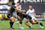 29 April 2017; Craig Gilroy of Ulster is tackled by Dan Evans and Keelan Giles of Ospreys during the Guinness PRO12 Round 21 match between Ospreys and Ulster at Liberty Stadium in Swansea, Wales. Photo by Ben Evans/Sportsfile