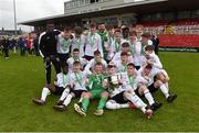 29 April 2017; Tramore AFC players celebrate with the cup after the FAI Umbro U17 Challenge cup final match between Carrigaline United AFC and Tramore AFC at Turners Cross in Cork. Photo by Matt Browne/Sportsfile