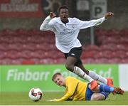 29 April 2017; Mohammed Ajala of Tramore AFC is tackled by Dean Farrissey of Carrigaline United AFC during the FAI Umbro U17 Challenge cup final match between Carrigaline United AFC and Tramore AFC at Turners Cross in Cork. Photo by Matt Browne/Sportsfile
