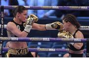 29 April 2017, Katie Taylor, left, exchanges punches with Nina Meinke during their WBA Inter-Continental Lightweight Championship bout at Wembley Stadium, in London, England. Photo by Brendan Moran/Sportsfile