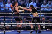 29 April 2017, Katie Taylor, right, exchanges punches with Nina Meinke during their WBA Inter-Continental Lightweight Championship bout at Wembley Stadium, in London, England. Photo by Brendan Moran/Sportsfile