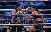 29 April 2017, Katie Taylor, left, exchanges punches with Nina Meinke during their WBA Inter-Continental Lightweight Championship bout at Wembley Stadium, in London, England. Photo by Brendan Moran/Sportsfile