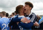 29 April 2017; Dublin goalkeeper Evan Comerford celebrates with team-mate Andrew Foley following the EirGrid All-Ireland U21 Football Final match between Dublin and Galway at O'Connor Park in Tullamore, Dublin. Photo by Cody Glenn/Sportsfile