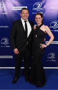 29 April 2017; On arrival at the Leinster Rugby Awards Ball were Leinster's Mike Ross and his wife Kimberley. The Awards, MC’d by Darragh Maloney, were a celebration of the 2016/17 Leinster Rugby season to date and over the course of the evening Leinster Rugby acknowledged the contributions of retirees Mike Ross, Eóin Reddan and Luke Fitzgerald as well as presenting Leinster Rugby caps to departees Bill Dardis, Hayden Triggs, Mike McCarthy, Zane Kirchner and Dominic Ryan. Former Leinster Rugby team doctor Professor Arthur Tanner was posthumously inducted into the Guinness Hall of Fame. Some of the Award winners on the night included; Gonzaga College (Deep River Rock School of the Year), David Hicks, De La Salle Palmerston (Beauchamps Contribution to Leinster Rugby Award), Clontarf FC (CityJet Senior Club of the Year), Coláiste Chill Mhantáin (Irish Independent Development School of the Year Award), Athy RFC (Bank of Ireland Junior Club of the Year). Clayton Hotel, Burlington Road, Dublin 4. Photo by Stephen McCarthy/Sportsfile