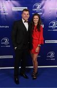 29 April 2017; On arrival at the Leinster Rugby Awards Ball were Leinster Rugby's Jordi Murphy and Laura Finnegan. The Awards, MC’d by Darragh Maloney, were a celebration of the 2016/17 Leinster Rugby season to date and over the course of the evening Leinster Rugby acknowledged the contributions of retirees Mike Ross, Eóin Reddan and Luke Fitzgerald as well as presenting Leinster Rugby caps to departees Bill Dardis, Hayden Triggs, Mike McCarthy, Zane Kirchner and Dominic Ryan. Former Leinster Rugby team doctor Professor Arthur Tanner was posthumously inducted into the Guinness Hall of Fame. Some of the Award winners on the night included; Gonzaga College (Deep River Rock School of the Year), David Hicks, De La Salle Palmerston (Beauchamps Contribution to Leinster Rugby Award), Clontarf FC (CityJet Senior Club of the Year), Coláiste Chill Mhantáin (Irish Independent Development School of the Year Award), Athy RFC (Bank of Ireland Junior Club of the Year). Clayton Hotel, Burlington Road, Dublin 4. Photo by Stephen McCarthy/Sportsfile