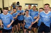 29 April 2017; Dublin players celebrate in the dressing room following the EirGrid All-Ireland U21 Football Final match between Dublin and Galway at O'Connor Park in Tullamore, Dublin. Photo by Cody Glenn/Sportsfile