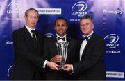 29 April 2017; Isa Nacewa is presented with the Lifestyle Sports Supporters Player of the Year Award by Leinster Rugby fan Robert McDermott, left, and Leinster Rugby President Frank Doherty at the Leinster Rugby Awards Ball. The Awards, MC’d by Darragh Maloney, were a celebration of the 2016/17 Leinster Rugby season to date and over the course of the evening Leinster Rugby acknowledged the contributions of retirees Mike Ross, Eóin Reddan and Luke Fitzgerald as well as presenting Leinster Rugby caps to departees Bill Dardis, Hayden Triggs, Mike McCarthy, Zane Kirchner and Dominic Ryan. Former Leinster Rugby team doctor Professor Arthur Tanner was posthumously inducted into the Guinness Hall of Fame. Some of the Award winners on the night included; Gonzaga College (Deep River Rock School of the Year), David Hicks, De La Salle Palmerston (Beauchamps Contribution to Leinster Rugby Award), Clontarf FC (CityJet Senior Club of the Year), Coláiste Chill Mhantáin (Irish Independent Development School of the Year Award), Athy RFC (Bank of Ireland Junior Club of the Year). Clayton Hotel, Burlington Road, Dublin 4. Photo by Stephen McCarthy/Sportsfile