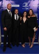 29 April 2017; On arrival at the Leinster Rugby Awards Ball were Leinster's Hayden Triggs and Jamison Gibson Park with Patti Grogan and Mikala Triggs. The Awards, MC’d by Darragh Maloney, were a celebration of the 2016/17 Leinster Rugby season to date and over the course of the evening Leinster Rugby acknowledged the contributions of retirees Mike Ross, Eóin Reddan and Luke Fitzgerald as well as presenting Leinster Rugby caps to departees Bill Dardis, Hayden Triggs, Mike McCarthy, Zane Kirchner and Dominic Ryan. Former Leinster Rugby team doctor Professor Arthur Tanner was posthumously inducted into the Guinness Hall of Fame. Some of the Award winners on the night included; Gonzaga College (Deep River Rock School of the Year), David Hicks, De La Salle Palmerston (Beauchamps Contribution to Leinster Rugby Award), Clontarf FC (CityJet Senior Club of the Year), Coláiste Chill Mhantáin (Irish Independent Development School of the Year Award), Athy RFC (Bank of Ireland Junior Club of the Year). Clayton Hotel, Burlington Road, Dublin 4. Photo by Stephen McCarthy/Sportsfile