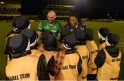 29 April 2017; Connacht's John Muldoon and Bundee Aki with members of the ball team after the Guinness PRO12 Round 21 match between Connacht and Scarlets at The Sportsground in Galway. Photo by Diarmuid Greene/Sportsfile