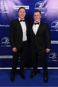 29 April 2017; On arrival at the Leinster Rugby Awards Ball were Leinster's Rory O'Loughlin, left, and Ed Byrne. The Awards, MC’d by Darragh Maloney, were a celebration of the 2016/17 Leinster Rugby season to date and over the course of the evening Leinster Rugby acknowledged the contributions of retirees Mike Ross, Eóin Reddan and Luke Fitzgerald as well as presenting Leinster Rugby caps to departees Bill Dardis, Hayden Triggs, Mike McCarthy, Zane Kirchner and Dominic Ryan. Former Leinster Rugby team doctor Professor Arthur Tanner was posthumously inducted into the Guinness Hall of Fame. Some of the Award winners on the night included; Gonzaga College (Deep River Rock School of the Year), David Hicks, De La Salle Palmerston (Beauchamps Contribution to Leinster Rugby Award), Clontarf FC (CityJet Senior Club of the Year), Coláiste Chill Mhantáin (Irish Independent Development School of the Year Award), Athy RFC (Bank of Ireland Junior Club of the Year). Clayton Hotel, Burlington Road, Dublin 4. Photo by Stephen McCarthy/Sportsfile