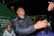 29 April 2017; Connacht head coach Pat Lam is greeted by supporters after the Guinness PRO12 Round 21 match between Connacht and Scarlets at The Sportsground in Galway. Photo by Diarmuid Greene/Sportsfile