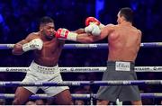 29 April 2017, Anthony Joshua, left, exchanges punches with Wladimir Klitschko during their Heavyweight Championship contest for the IBF, IBO Heavyweight and WBA Super Heavyweight Championships of the World at Wembley Stadium, in London, England. Photo by Brendan Moran/Sportsfile