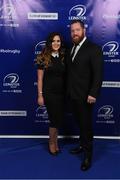 29 April 2017; On arrival at the Leinster Rugby Awards Ball were Leinster's Michael Bent and Celyse Barnes. The Awards, MC’d by Darragh Maloney, were a celebration of the 2016/17 Leinster Rugby season to date and over the course of the evening Leinster Rugby acknowledged the contributions of retirees Mike Ross, Eóin Reddan and Luke Fitzgerald as well as presenting Leinster Rugby caps to departees Bill Dardis, Hayden Triggs, Mike McCarthy, Zane Kirchner and Dominic Ryan. Former Leinster Rugby team doctor Professor Arthur Tanner was posthumously inducted into the Guinness Hall of Fame. Some of the Award winners on the night included; Gonzaga College (Deep River Rock School of the Year), David Hicks, De La Salle Palmerston (Beauchamps Contribution to Leinster Rugby Award), Clontarf FC (CityJet Senior Club of the Year), Coláiste Chill Mhantáin (Irish Independent Development School of the Year Award), Athy RFC (Bank of Ireland Junior Club of the Year). Clayton Hotel, Burlington Road, Dublin 4. Photo by Stephen McCarthy/Sportsfile