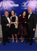 29 April 2017; On arrival at the Leinster Rugby Awards Ball were, from left, Séamus Morgan, Trish Luff, Fiona Alcock and Frank Byrne. The Awards, MC’d by Darragh Maloney, were a celebration of the 2016/17 Leinster Rugby season to date and over the course of the evening Leinster Rugby acknowledged the contributions of retirees Mike Ross, Eóin Reddan and Luke Fitzgerald as well as presenting Leinster Rugby caps to departees Bill Dardis, Hayden Triggs, Mike McCarthy, Zane Kirchner and Dominic Ryan. Former Leinster Rugby team doctor Professor Arthur Tanner was posthumously inducted into the Guinness Hall of Fame. Some of the Award winners on the night included; Gonzaga College (Deep River Rock School of the Year), David Hicks, De La Salle Palmerston (Beauchamps Contribution to Leinster Rugby Award), Clontarf FC (CityJet Senior Club of the Year), Coláiste Chill Mhantáin (Irish Independent Development School of the Year Award), Athy RFC (Bank of Ireland Junior Club of the Year). Clayton Hotel, Burlington Road, Dublin 4. Photo by Stephen McCarthy/Sportsfile