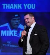 29 April 2017; Leinster's Mike Ross at the Leinster Rugby Awards Ball. The Awards, MC’d by Darragh Maloney, were a celebration of the 2016/17 Leinster Rugby season to date and over the course of the evening Leinster Rugby acknowledged the contributions of retirees Mike Ross, Eóin Reddan and Luke Fitzgerald as well as presenting Leinster Rugby caps to departees Bill Dardis, Hayden Triggs, Mike McCarthy, Zane Kirchner and Dominic Ryan. Former Leinster Rugby team doctor Professor Arthur Tanner was posthumously inducted into the Guinness Hall of Fame. Some of the Award winners on the night included; Gonzaga College (Deep River Rock School of the Year), David Hicks, De La Salle Palmerston (Beauchamps Contribution to Leinster Rugby Award), Clontarf FC (CityJet Senior Club of the Year), Coláiste Chill Mhantáin (Irish Independent Development School of the Year Award), Athy RFC (Bank of Ireland Junior Club of the Year). Professional award winners on the night included Laya Healthcare Young Player of the Year - Joey Carbery, Life Style Sports Supporters Player of the Year - Isa Nacewa, Canterbury Tackle of the Year – Isa Nacewa, Irish Independnet Try of the Year – Adam Byrne and Bank of Ireland Players’ Player of the Year – Luke McGrath. Clayton Hotel, Burlington Road, Dublin 4. Photo by Stephen McCarthy/Sportsfile