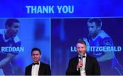 29 April 2017; Former Leinster players Eóin Reddan, left, and Luke Fitzgerald at the Leinster Rugby Awards Ball. The Awards, MC’d by Darragh Maloney, were a celebration of the 2016/17 Leinster Rugby season to date and over the course of the evening Leinster Rugby acknowledged the contributions of retirees Mike Ross, Eóin Reddan and Luke Fitzgerald as well as presenting Leinster Rugby caps to departees Bill Dardis, Hayden Triggs, Mike McCarthy, Zane Kirchner and Dominic Ryan. Former Leinster Rugby team doctor Professor Arthur Tanner was posthumously inducted into the Guinness Hall of Fame. Some of the Award winners on the night included; Gonzaga College (Deep River Rock School of the Year), David Hicks, De La Salle Palmerston (Beauchamps Contribution to Leinster Rugby Award), Clontarf FC (CityJet Senior Club of the Year), Coláiste Chill Mhantáin (Irish Independent Development School of the Year Award), Athy RFC (Bank of Ireland Junior Club of the Year). Professional award winners on the night included Laya Healthcare Young Player of the Year - Joey Carbery, Life Style Sports Supporters Player of the Year - Isa Nacewa, Canterbury Tackle of the Year – Isa Nacewa, Irish Independnet Try of the Year – Adam Byrne and Bank of Ireland Players’ Player of the Year – Luke McGrath. Clayton Hotel, Burlington Road, Dublin 4. Photo by Stephen McCarthy/Sportsfile