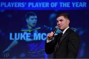 29 April 2017; Luke McGrath, Bank of Ireland Player’s Player of the Year Award winner, at the Leinster Rugby Awards Ball. The Awards, MC’d by Darragh Maloney, were a celebration of the 2016/17 Leinster Rugby season to date and over the course of the evening Leinster Rugby acknowledged the contributions of retirees Mike Ross, Eóin Reddan and Luke Fitzgerald as well as presenting Leinster Rugby caps to departees Bill Dardis, Hayden Triggs, Mike McCarthy, Zane Kirchner and Dominic Ryan. Former Leinster Rugby team doctor Professor Arthur Tanner was posthumously inducted into the Guinness Hall of Fame. Some of the Award winners on the night included; Gonzaga College (Deep River Rock School of the Year), David Hicks, De La Salle Palmerston (Beauchamps Contribution to Leinster Rugby Award), Clontarf FC (CityJet Senior Club of the Year), Coláiste Chill Mhantáin (Irish Independent Development School of the Year Award), Athy RFC (Bank of Ireland Junior Club of the Year). Professional award winners on the night included Laya Healthcare Young Player of the Year - Joey Carbery, Life Style Sports Supporters Player of the Year - Isa Nacewa, Canterbury Tackle of the Year – Isa Nacewa, Irish Independnet Try of the Year – Adam Byrne and Bank of Ireland Players’ Player of the Year – Luke McGrath. Clayton Hotel, Burlington Road, Dublin 4. Photo by Stephen McCarthy/Sportsfile