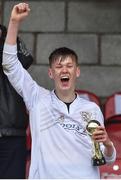 29 April 2017; Tom Carney with his player of the match trophy after the FAI Umbro U17 Challenge cup final match between Carrigaline United AFC and Tramore AFC at Turners Cross in Cork. Photo by Matt Browne/Sportsfile