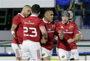 29 April 2017; Jack O’Donoghue of Munster celebrates his try during the Guinness PRO12 Round 21 match between Benetton Treviso and Munster at Stadio Monigo in Treviso, Italy. Photo by Roberto Bregani/Sportsfile