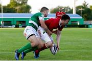 29 April 2017; Darren Sweetnam of Munster scores a try during the Guinness PRO12 Round 21 match between Benetton Treviso and Munster at Stadio Monigo in Treviso, Italy. Photo by Roberto Bregani/Sportsfile